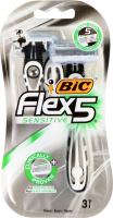 Бритва с 5-ю лезвиями без сменных картриджей Flex 5 Sensitive BiC 3шт