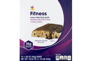 Ahold Fitness High Protein Bar Chocolate Chip Cookie Dough - 12 CT