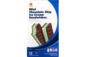 Ahold Mint Chocolate Chip Ice Cream Sandwiches - 12 CT