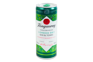 Напиток слабоалкогольный 0.25л 6.5% газированный с джином и тоником London Dry Tanqueray ж/б
