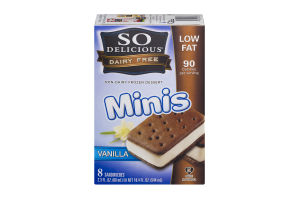 So Delicious Dairy Free Non-Dairy Frozen Dessert Minis Vanilla Sandwiches - 8 CT