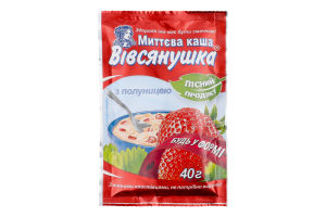 Каша вівсяна з полуницею та цукром Моментальна Овсянушка м/у 40г