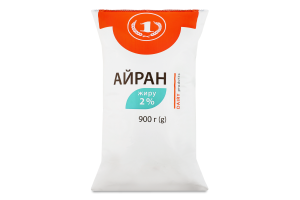Продукт кисломолочний кефірий Айран 2% 900г п/е ТМ "1"