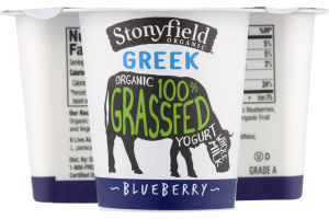 Stonyfield Organic Greek 100% Grassfed Whole Milk Yogurt Blueberry