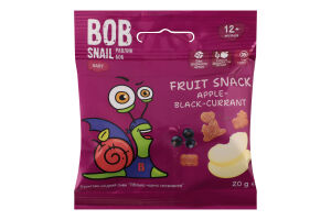 Снек фруктово-ягодный для детей от 12мес Apple-black-currant Baby Bob Snail м/у 20г