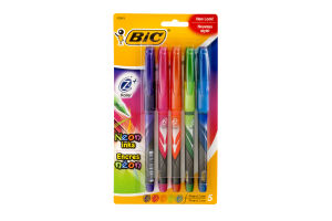 BiC Z4 Roller Neon Inks Fine 0.7mm - 5 CT