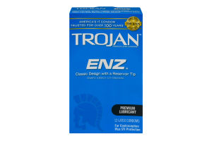Trojan ENZ Premium Lubricant Latex Condoms - 12 CT