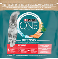 Корм сухой полнорационный для взрослых стерилизованных котов с высоким содержанием лосося Sterilcat Purina One д/п 1.4кг