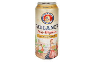 Пиво 0.5л 5.5% світле нефільтроване Paulaner Hefe-Weissbier з/б
