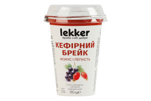 Напій кефірний 1.5% з фруктовим наповнювачем Чорна смородина-шипшина Фокус і легкість Кефірний брейк Lekker ст 180г