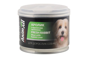Корм д/дорослих собак з кролем та кролячою печінкою 195г ж/б AnimAll
