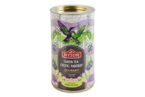 Чай зеленый байховый листовой с ароматом голубики и соу-сепа Exotic Fantasy Gourmet Hyson тубус 100г