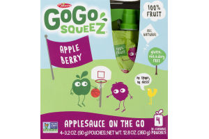 GoGo Squeez Applesauce On The Go Pouches Apple Berry - 4 CT