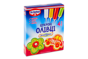 Олівці цукрові для декорування в чотирьох кольорах Dr.Oetker к/у 4х17г