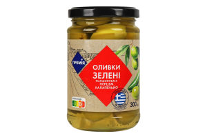 Оливки Премія зелені фаршировані перцем халапеньйо
