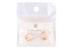 Сережки-гвіздки жовтий метал з камінцями та штучними перлами в асортименті LF25051509