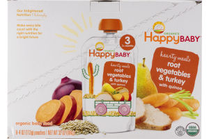 HappyBaby Organics Baby Food Hearty Meals 3 Root Vegetables & Turkey - 8 CT