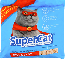 Наполнитель гигиенический древесный для кошачьего туалета Стандарт Super Cat 1кг
