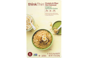thinkThin Protein & Fiber Hot Oatmeal Original Sprouted Grains - 6 CT