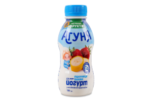 Йогурт 2.7% для детей от 8мес с наполнителем фруктовым Клубника-банан Агуня п/бут 185г