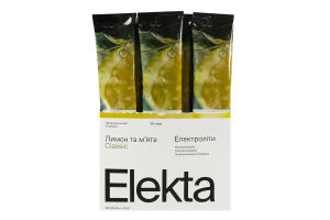 Напиток растворимый с электролитами с подсластителем со вкусом лимона и мяты Classic Elekta м/у 5г