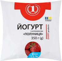 Йогурт питний з наповнювачем Полуниця 1,5% 350г п/е ТМ "1"
