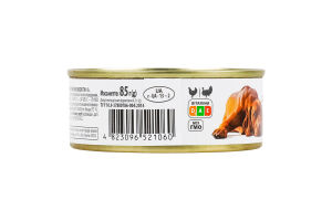 Корм консервированный полнорационный для взрослых собак мясной с индейкой и курицей в соусе ТМ "1" ж/б 85г