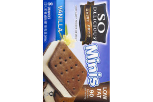 So Delicious Dairy Free Non-Dairy Frozen Dessert Minis Vanilla Sandwiches - 8 CT