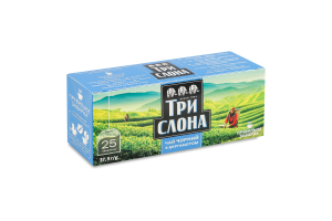 Чай чорний байховий дрібний з бергамотом Три слона к/у 25х1.5г