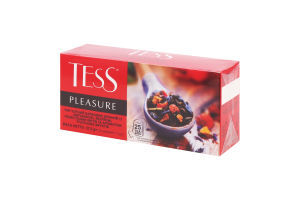 Чай Pleasure чорний з шипшиною яблуком пелюстками квітів та ароматомтропічних фруктів 25*1,5г Tess