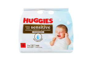 Салфетки влажные детские Sensitive Extra care Huggies 3х48шт