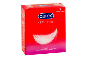 Презервативы латексные тонкие с силиконовой смазкой Feel thin Durex 3шт