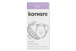 Плитка из кэроба на кокосовом молоке на какао-масле без добавленного сахара Классика Korиsni к/у 85г