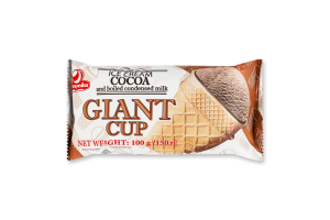 Мороженое 12% с какао и вареным сгущенным молоком в вафельном стаканчике Giant cup Lasunka м/у 100г