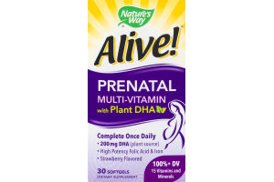 Nature's Way Alive! Prenatal Multi-Vitamin With Plant DHA Softgels - 30 CT