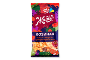 Козинак с облепиховым маслом Арахис + курага + кунжут + изюм Жайвір м/у 65г