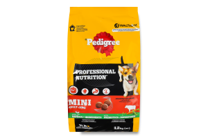 Корм сухой полнорационный для взрослых собак маленьких пород С говядиной и овощами Mini Pedigree м/у кг