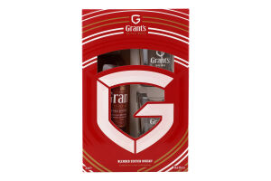 Набір Віскі Triplewood 40% 0.7л+2 склянки Grant's 1шт