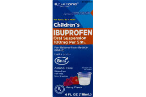 CareOne Children's Ibuprofen Oral Suspension Pain Reliever/Fever Reducer Berry