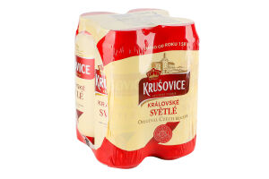 Пиво 4х500мл 4.2% світле фільтроване пастеризоване Kralovske Svetle Krusovice м/у