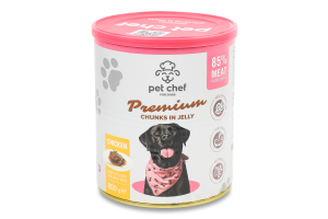 Корм д/дорослих собак Premium шматочки з куркою в желе 800г ж/б Pet Chef