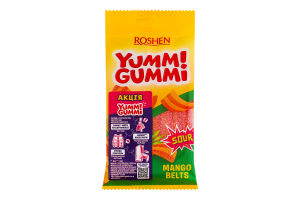 Цукерки желейні зі смаком манго Mango belts Yummi Gummi Roshen м/у 70г