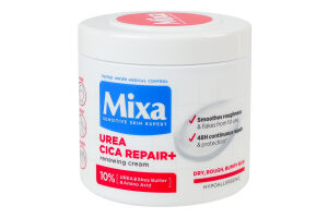 Крем для сухої огрубілої шкіри обличчя, рук та тіла відновлюючий Urea Cica Repair+ Mixa 400мл