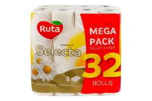 Бумага туалетная 3-х слойная Camomile Selecta Ruta 32шт