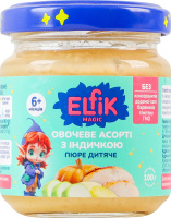 Пюре для детей от 6мес гомогенизированное стерилизованное Овощное ассорти с индейкой Elfik Magic с/б 100г
