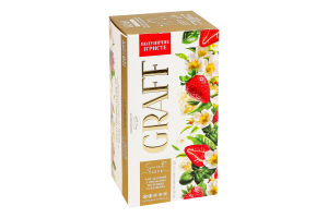 Чай зеленый байховый с ароматом клубники и базилика с натуральным подсластителем Клубничное игристое Graff к/у 20х1.5г