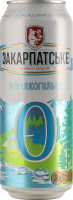 Пиво 0.5л 0.5% безалкогольне світле фільтроване пастеризоване №0 Закарпатське з/б