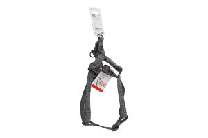 Шлея з QR паспортом сіра відновлена бавовна світловідбиваюча пластиковий фастекс р.S 15мм L40-55см 032411 ВауДог Ре-коттон