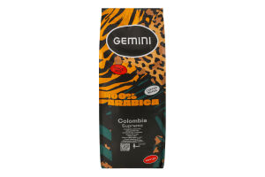 Кофе натуральный жареный в зернах Supremo Colombia Gemini в/с м/у 1кг