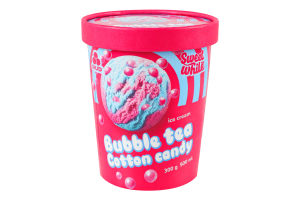 Морозиво зі смаком цукрової вати з кульками типу Bubble tea зі смаком жувальної гумки Rud ст 300г